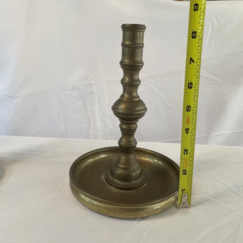 Maitland-Smith Brass Candlesticks Set of 2 Vintage Spindle Taper Holders 8.5